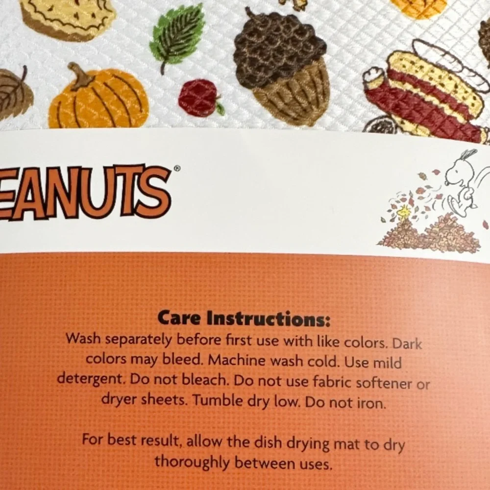 NEW Peanuts AUTUMN THEMED DISH DRYING MATS Set/2